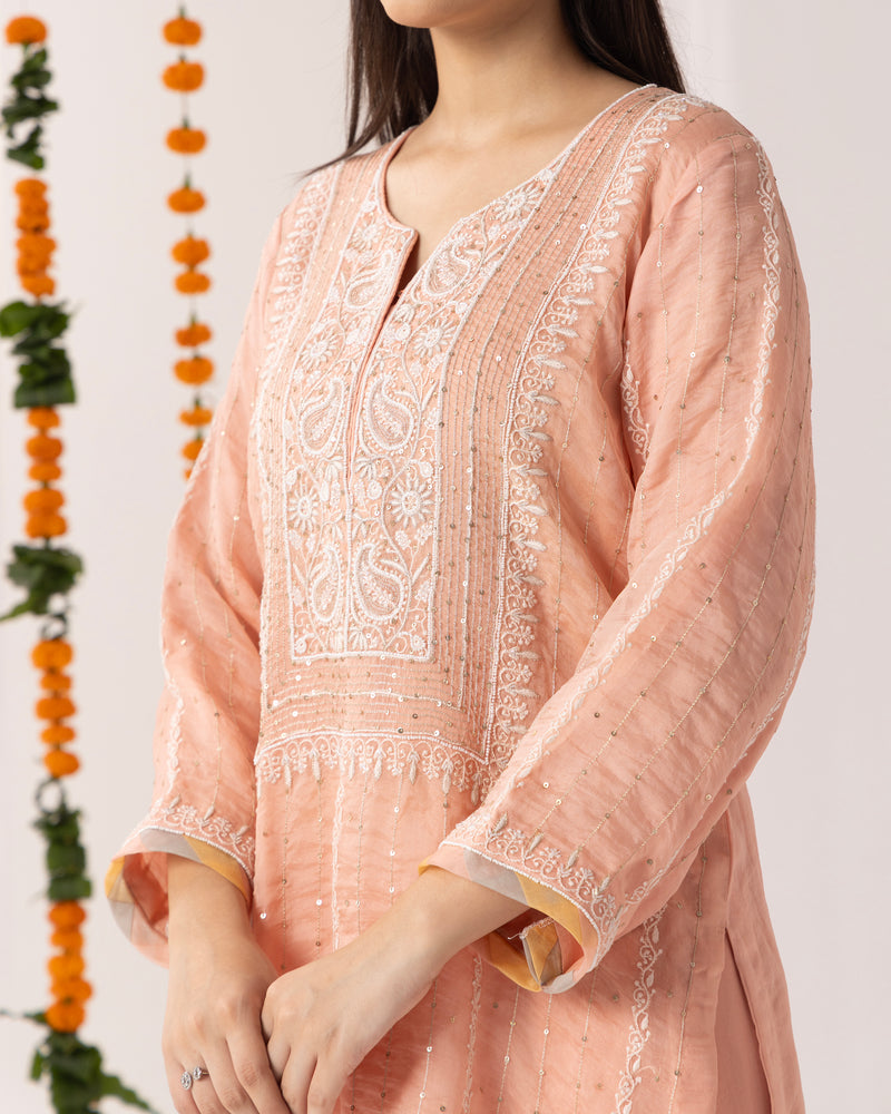 Noor-E-Gulab Kurta Set with Multicolour Dupatta