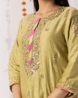 Chanderi Silk Kurta 3 Pc Set