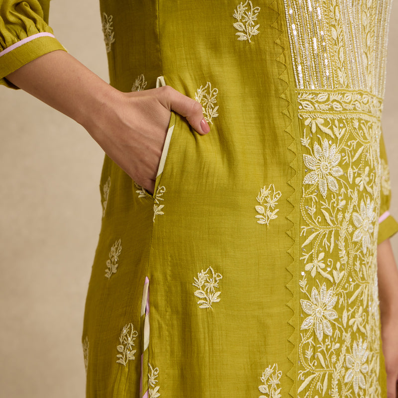 Nayab Mal Chanderi Kurta Set