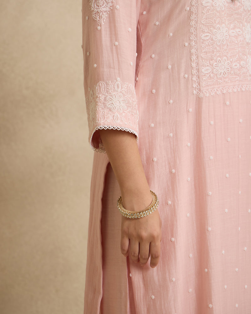 Saher Mal Chanderi Chikankari Kurta Set