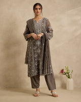Mahira Grey Mal Chanderi Kurta Set