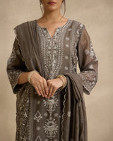 Mahira Grey Mal Chanderi Kurta Set
