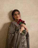 Mahira Grey Mal Chanderi Kurta Set