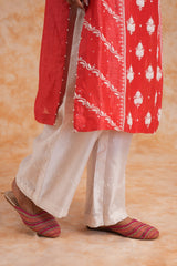 Linen Kurta 2 Pc Set - Red