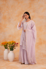 Mal Chanderi 3 Pc Garara Set - Lilac