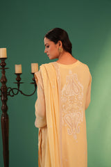 Yellow Pure Georgette 3 Pcs  Kurta Set