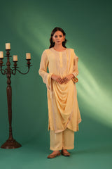 Yellow Pure Georgette 3 Pcs  Kurta Set