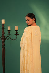 Yellow Pure Georgette Chinkari  Kurta with Palazzo & Dupatta