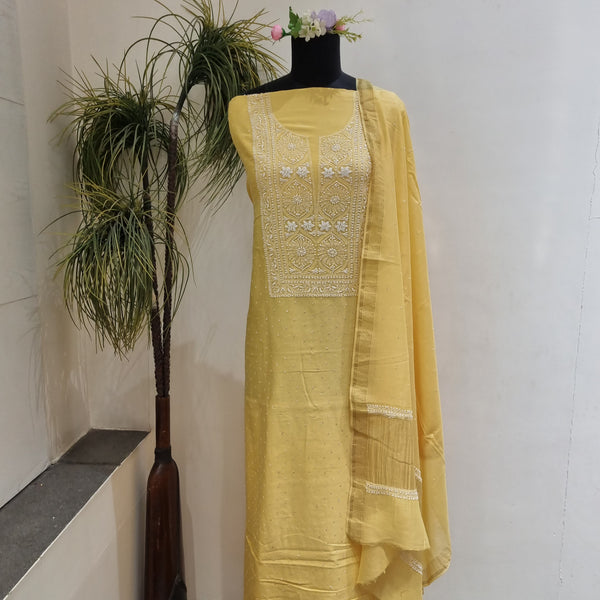 Silk Chanderi Chikankari Embroidered 2 Piece Kurta Set