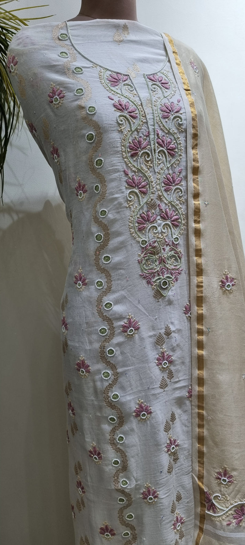 Chanderi Silk with Banarsi Booti 2 Piece Kurta Set