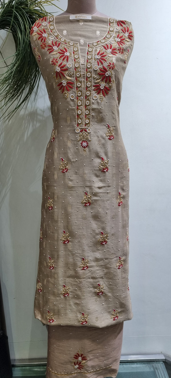 Chanderi Silk with Banarsi Booti 3 Piece Kurta Set