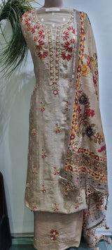 Chanderi Silk with Banarsi Booti 3 Piece Kurta Set