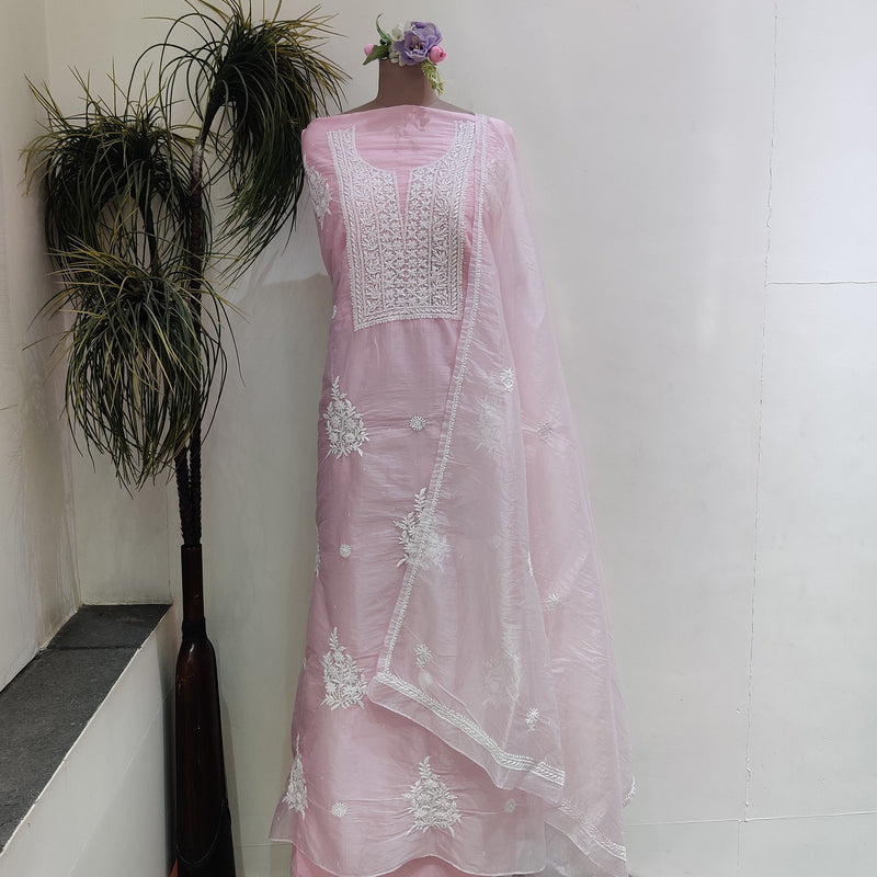 Semi Organza Chikankari 2 Piece Kurta Set