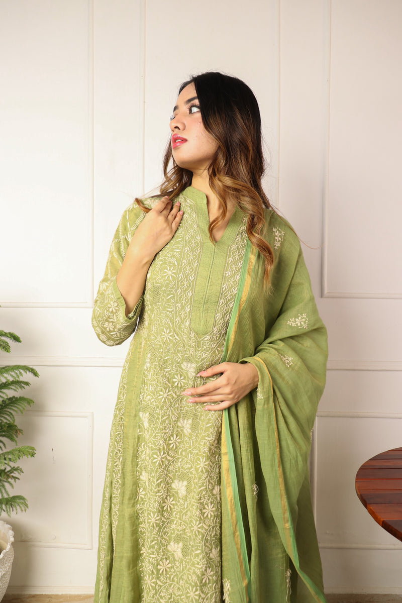 Tissue Chanderi Anarkali 2 Piece Set