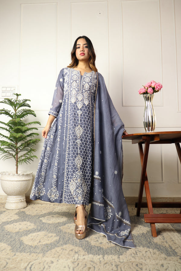 Soft Chanderi Anarkali 2 Piece Set