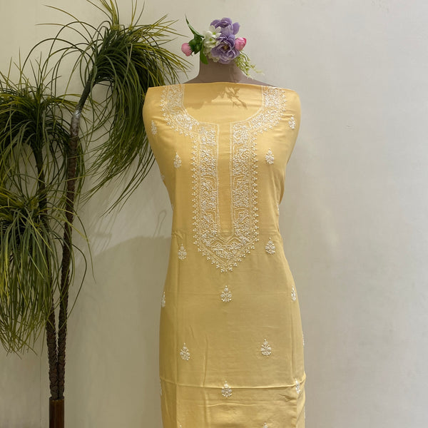 Silk Chanderi Chikankari Embroidered Kurti