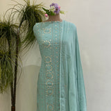 Viscose Georgette Chikankari Embroidered Kurta & Dupatta
