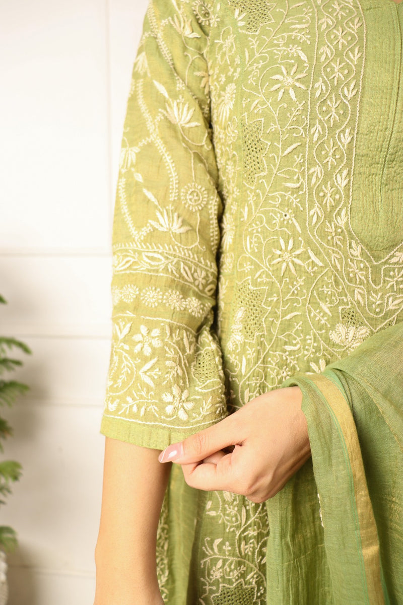 Tissue Chanderi Anarkali 2 Piece Set