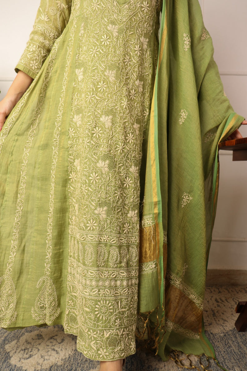 Tissue Chanderi Anarkali 2 Piece Set