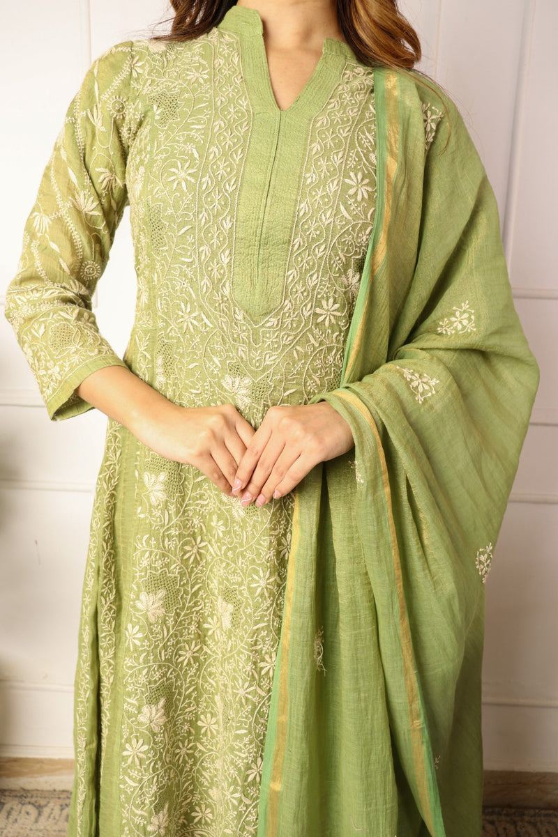 Tissue Chanderi Anarkali 2 Piece Set